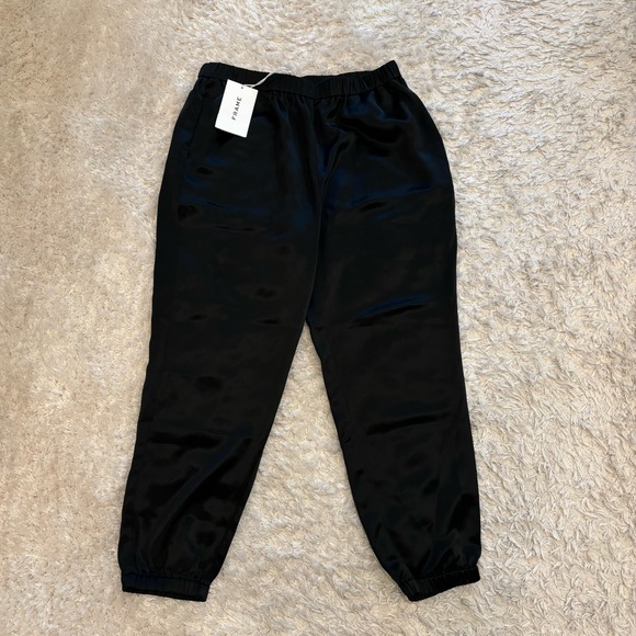NWT FRAME Satin Pull On Joggers in Black Size L - Picture 4 of 5